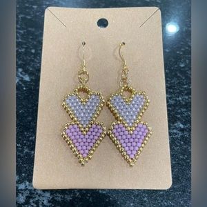 Heart handmade beaded earrings